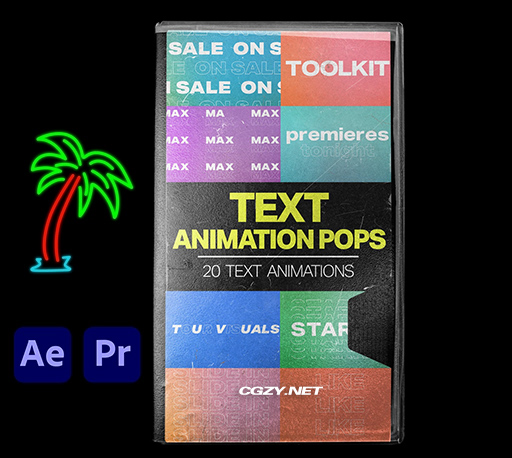 AE/PR模板|20个现代粗体文字标题排版动画模板 ANIMATED TEXT POPS-CG资源网