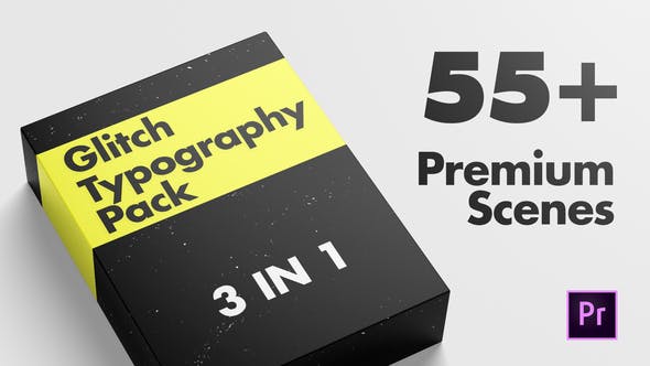 PR模板|55组复古VHS风格故障干扰文字标题排版动画 Glitch Typography Pack