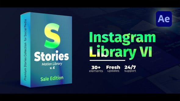 AE模板|30种竖屏封面标题排版设计动画 Instagram Stories VI