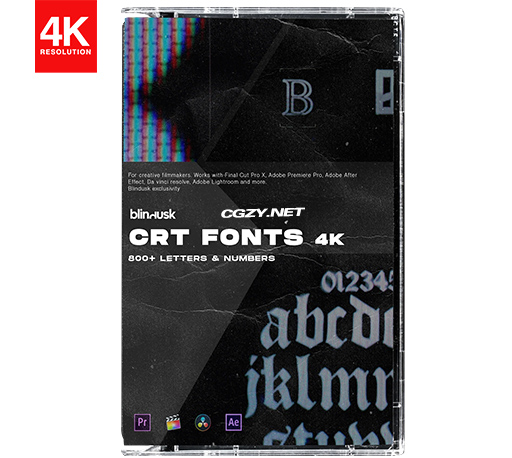 4K视频素材|800个复古CRT效果字母标点符号数字元素 Blindusk CRT Fonts 4K-CG资源网