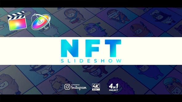 FCPX插件|动感节奏NFT图文展示促销模板 支持M1 NFT Promo Slideshow
