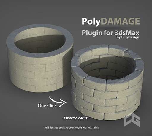 3DS MAX三维模型添加损坏细节纹理雕刻插件 PolyDamage V1.5.2-CG资源网