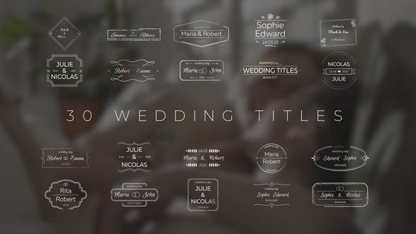PR模板|30组浪漫爱情婚礼标题动画 Wedding Titles