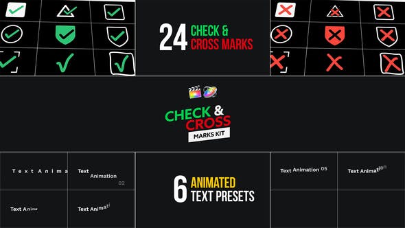 FCPX插件|检查对勾错误交叉标记动画预设 Check & Cross Marks Kit