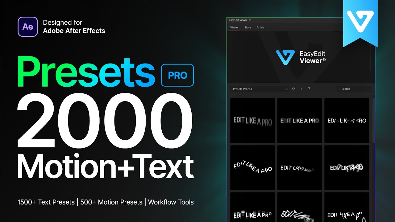 AE脚本|2000种文字运动标题排版设计动画预设 Presets Pro V1