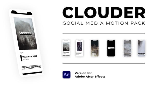AE/PR模板|竖屏社交媒体创意短片标题排版动画 Clouder – Motion Pack for Social Media
