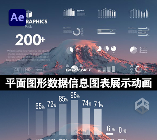 AE模板|200种平面图形数据信息图表展示动画 Infographics Pack-CG资源网