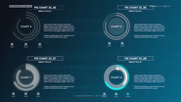 AE模板|科技感圆环饼状图信息饼图数据图表动画 Infographics Simple Pie Charts V2