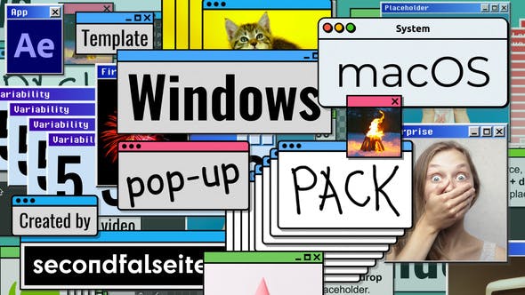 AE模板|个性化Windows/Mac系统弹窗效果窗口动画模板 Windows macOS Pop-up Pack