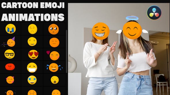 达芬奇模板|创意卡通表情符号贴纸动画 Cartoon Emoji Animations