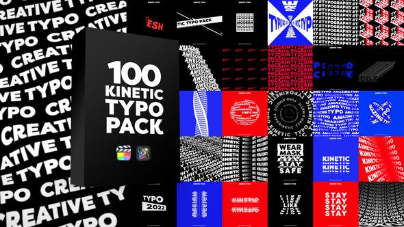 FCPX插件|100种创意海报动力学文字标题动态排版循环动画背景 Kinetic Typography Pack