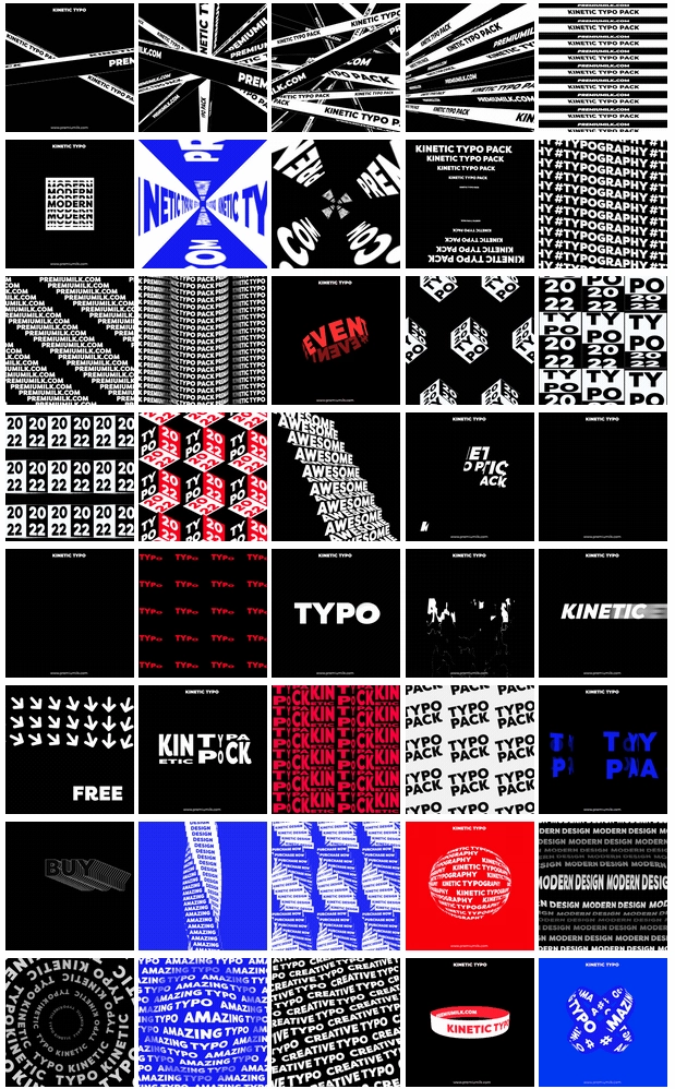 FCPX插件|100种创意海报动力学文字标题动态排版循环动画背景 Kinetic Typography Pack