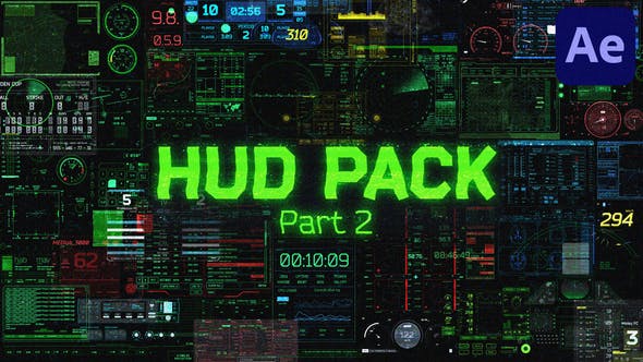 AE模板|54种高科技HUD全息屏幕元素UI动画 HUD Pack 2