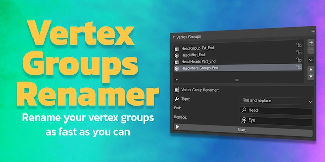 Blender插件|定点组批量重命名工具 Vertex Groups Renamer – Vgr