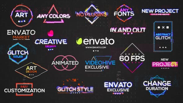 AE模板|20种现代赛博朋克故障干扰文字标题动画 Glitch Titles