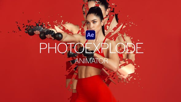 AE模板|3D照片粒子碎片爆炸视觉特效动画 PhotoExplode Animator