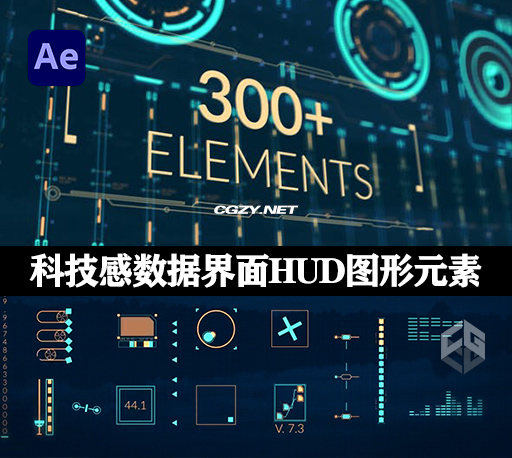 AE模板|300种科技感数据计算机界面HUD图形元素动画 Fusion HUD Pack