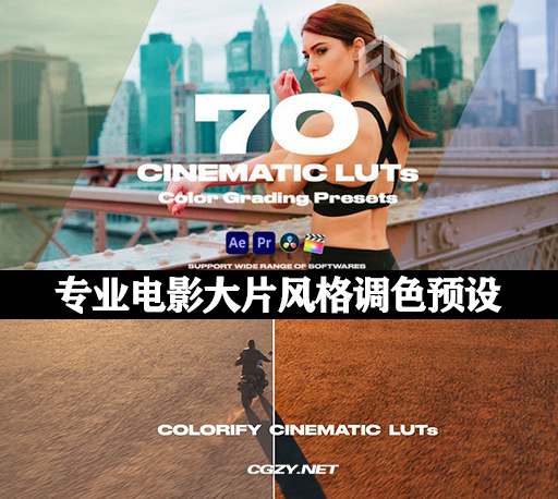 LUTS预设|70种专业电影大片风格调色预设 Cinematic LUTs Vol.1-CG资源网