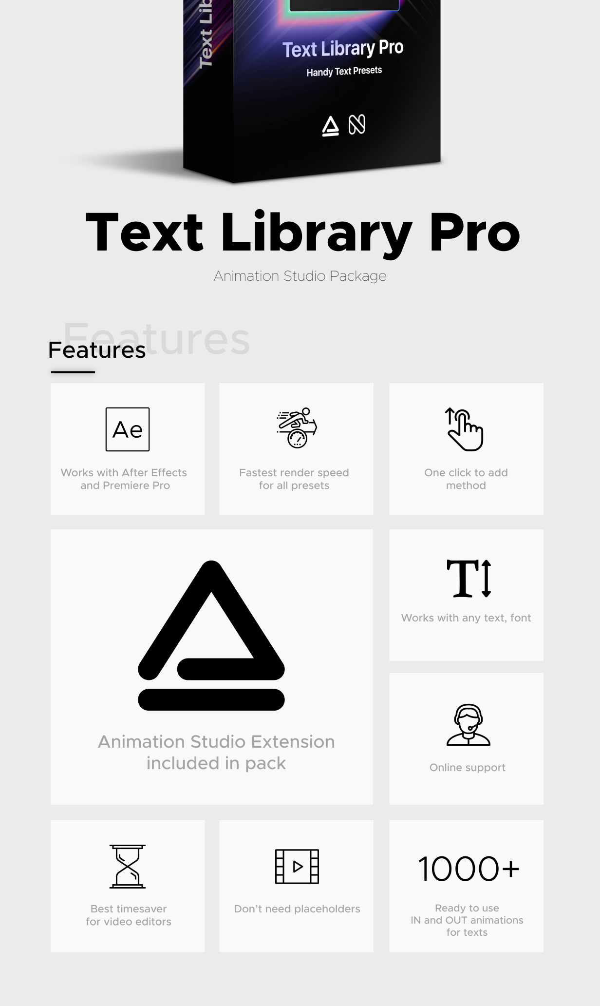 AE脚本|1000种全新文字标题动画预设 Text Library – Handy Text Animations PRO