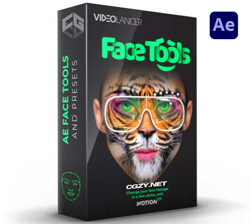 AE脚本|人脸面部跟踪合成换脸表情美颜变形美容滤镜特效插件预设 AE Face Tools V4.1版 +使用教程