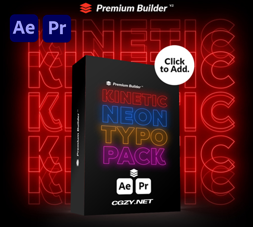AE/PR脚本|122种动态霓虹发光文字标题排版动画预设 Kinetic Neon Typo Pack-CG资源网