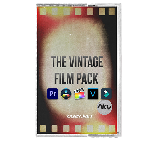 100多种复古胶片刻录彩色薄膜分屏转场遮幅闪烁划痕纹理+音效素材 Vintage Film Pack AKV STUDIOS-CG资源网