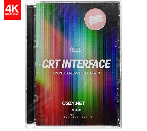 4K视频素材|复古抽象CRT框架噪波信号损坏故障毛刺静态纹理元素 CRT Interface Pack-CG资源网