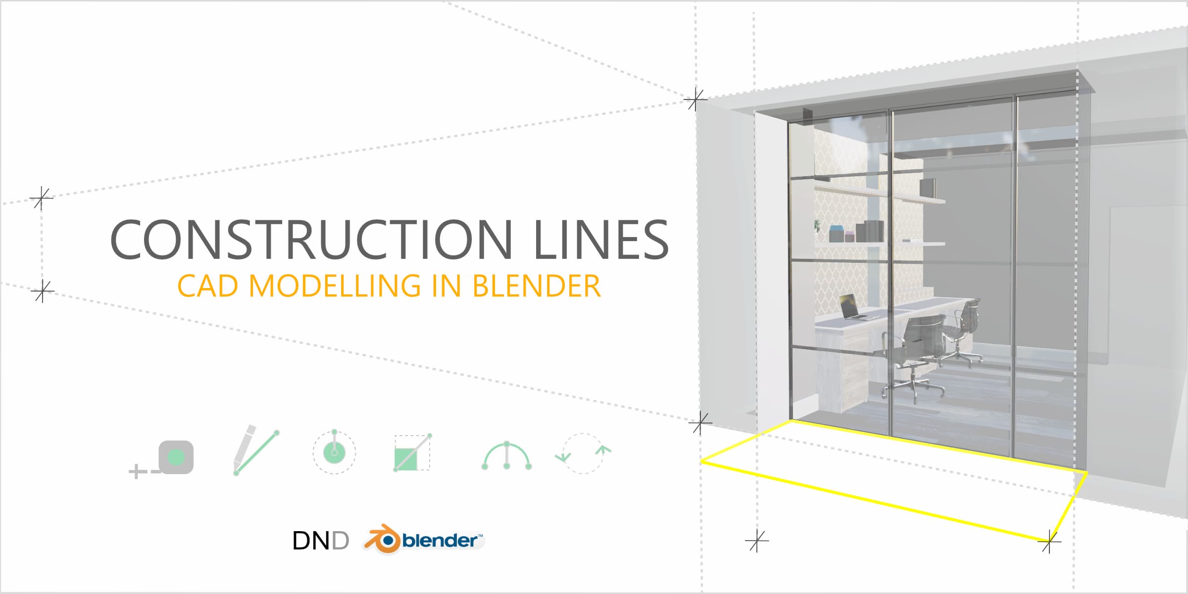 Blender插件|仿CAD样式建模工具 Construction Lines v0.9.6.8 + 使用教程
