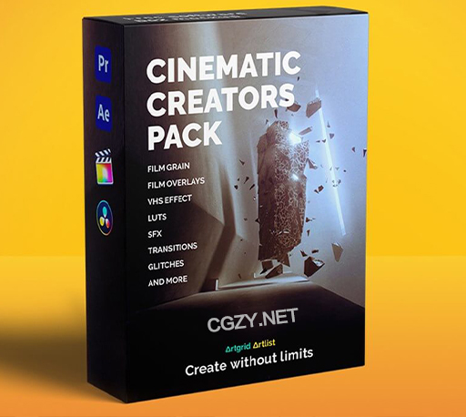复古胶片颗粒光晕灼烧毛刺VHS视频音效LUTS素材合集包 Artlist Cinematic Creator Pack 2020-CG资源网