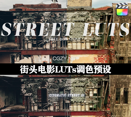 中文汉化FCPX插件|7组街头电影LUTs调色预设 Cinematic Street LUT-CG资源网