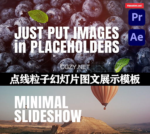AE/PR模板|简约点线粒子幻灯片图文展示 Minimal Slideshow Big Titles-CG资源网