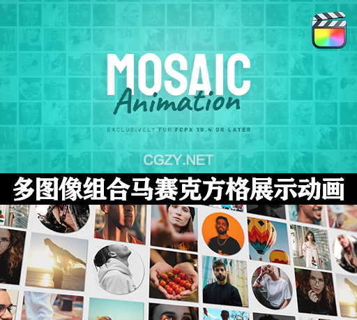 FCPX插件|10种多图像组合马赛克方格展示动画预设 Mosaic Animation-CG资源网