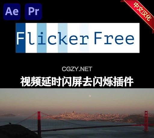 中文汉化版-Flicker Free 2.2.3 Win AE/PR视频延时闪屏去闪烁插件-CG资源网