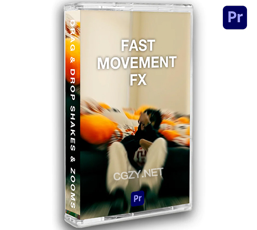 PR快速摇动放大缩小移动转场效果预设 FAST MOVEMENT FX-CG资源网