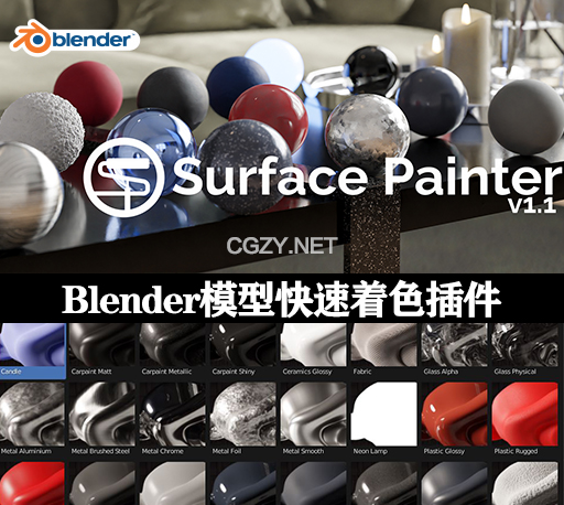 Blender模型添加颜色快速着色插件 Surface Painter V1.1-CG资源网