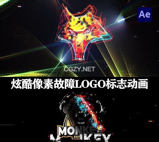 4K炫酷像素故障LOGO标志片头展示动画AE模板 Hyper Glitch Logo Reveal-CG资源网