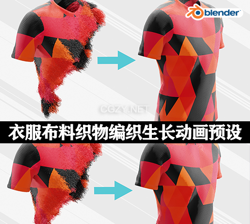 Blender模拟衣服布料织物编织生长动画预设 Fabric Weave Effect V3-CG资源网