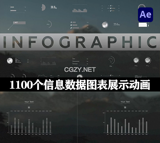 1100个可视化信息数据图表展示ICON图标动画AE模板 Infographics Elements-CG资源网