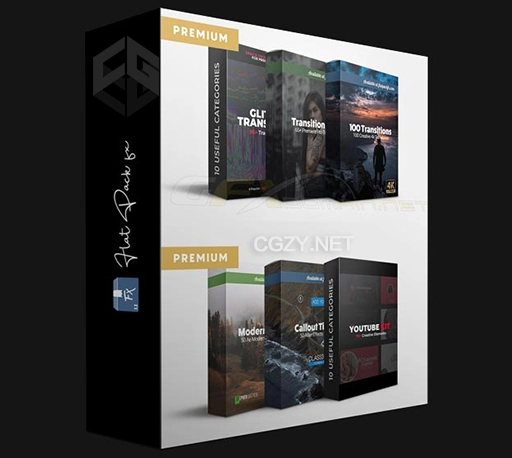 AE/PR模板转场预设光效素材合集包 Flat Pack FX Collection – Footage Premiere Pro & After Effects-CG资源网