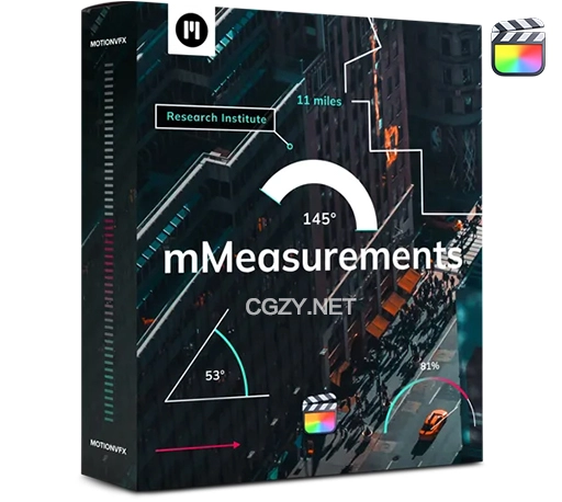 FCPX插件|22个物体数据测量标注动画预设 motionVFX mMeasurements-CG资源网