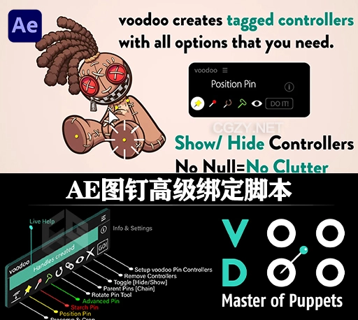 AE木偶图钉高级动画绑定控制脚本 Voodoo V1.0 +使用教程-CG资源网