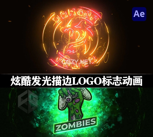 AE模板|炫酷能量发光描边LOGO标志展示动画 Organic Energy Logo Reveal-CG资源网