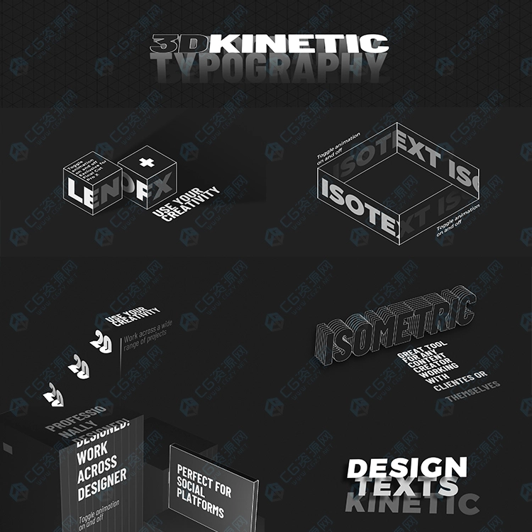 FCPX插件|20种三维动力学文字标题排版动画预设 3D Kinetic Typography