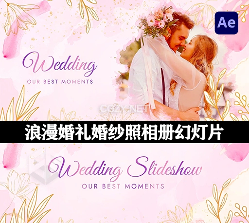 AE模板|浪漫婚礼婚纱照相册幻灯片 INK Wedding Slideshow-CG资源网