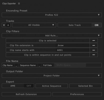 PR脚本|将多个时间线素材批量导出单个视频工具 Clips Exporter v1.6 +使用教程