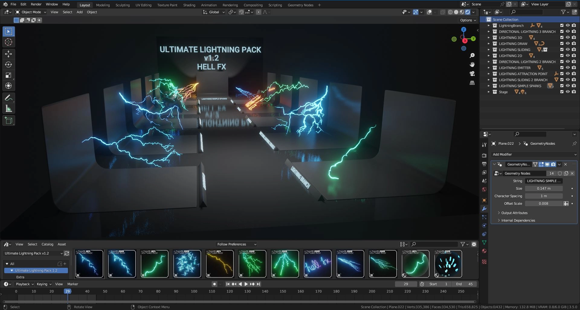 Blender预设|电流闪电特效 Ultimate Lightning Pack v1.2