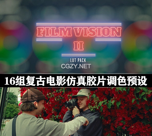 LUTs预设|16组复古电影仿真胶片风格调色预设 FilmVision V2 LUT Pack-CG资源网