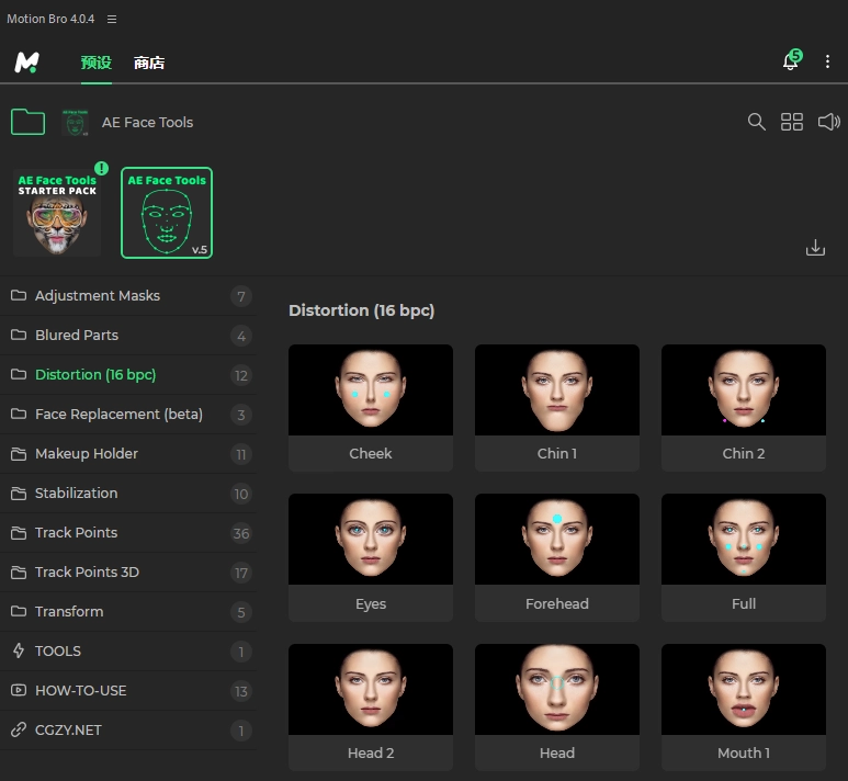AE脚本|人脸面部跟踪合成换脸表情美颜变形美容滤镜特效插件预设 AE Face Tools V5.2 + 使用教程