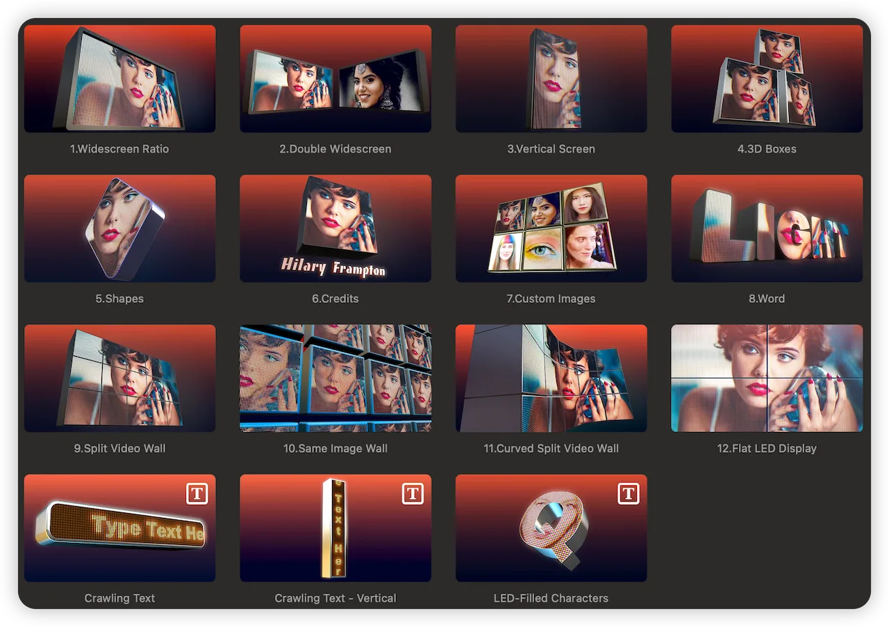 FCPX插件|专业制作3D LED显示屏效果动画工具 LED Display Screens FCPX插件|专业制作3D LED显示屏效果动画工具 LED Display Screens