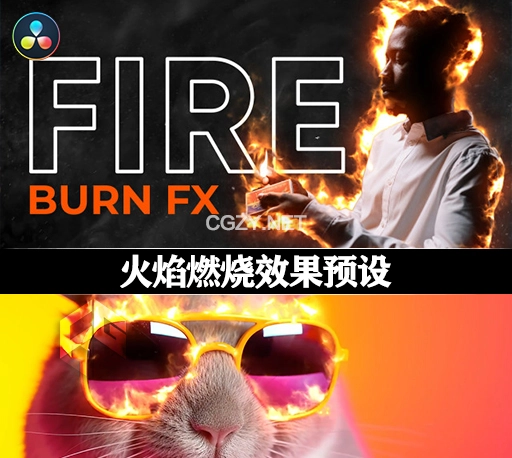 达芬奇模板|火焰燃烧效果预设 Fire Burn Effect-CG资源网